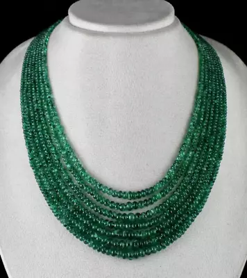 Natural Zambian Emerald Beads Round 7 Line 495 Carats Precious Gemstone Necklace • $5062.50