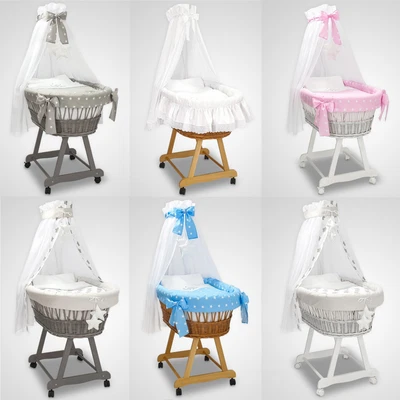 £135.01 • Buy Complete Moses Basket Set With Stand Bedding Drape Mattress 10 Colours