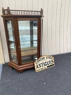 65253  Antique Victorian Oak Curio China Cabinet • $1025