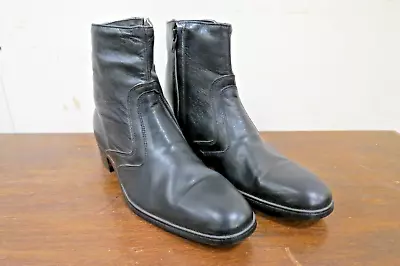 Vintage Haig & Dunn Men's Black Leather Zip Up Ankle Boots - 9.5 W/ Zipper • $49.99