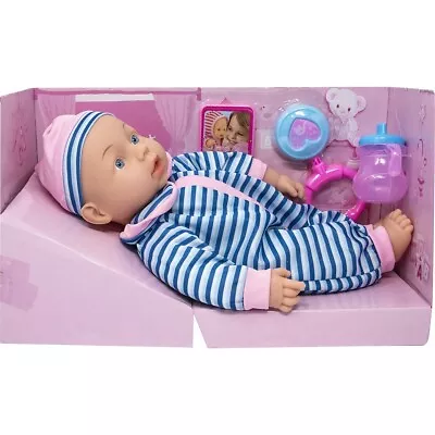 Baby Doll Set With Accessories Pretend Play Toy Girls Kids Fun Sound Xmas Gift • £11.99