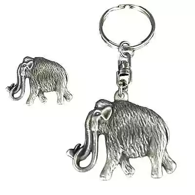 Woolly Mammoth Keyring And Pin Badge Boxed Gift Set Handcrafted In Solid Pewter  • $18.93