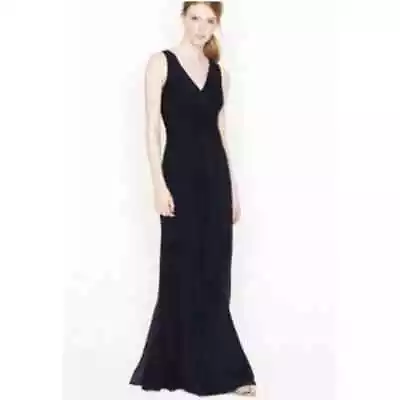 J. Crew Navy Blue Sophia 100% Silk Long Sleeveless Evening Gown Dress Size 10 • $100