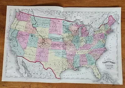 Vtg 1872 United States Map SJ Martenet HF Wallings & OW Gray • $5