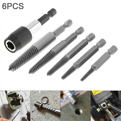 6PCS Damaged Screw Extractor 1/4 Hex Shank Tool Set Broken Stripped Bolt Remover • £5.99