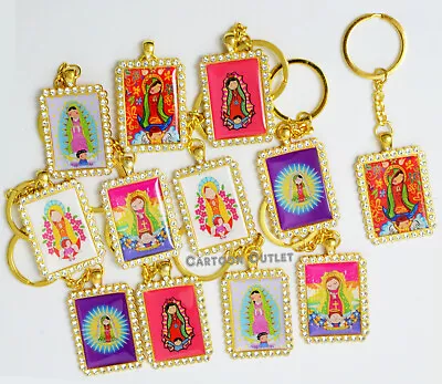 12 Virgencita Keychain Gold Favors Communion Bautizo Mis 15 Recuerdos Comunion • $17.99