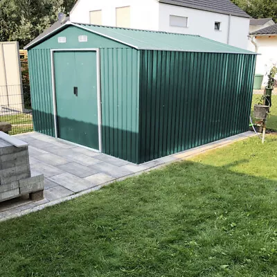 XXL 10x8FT SHED Outdoor Storage Metal Garden Shed + Heavy Steel Foundation Green • £395.95