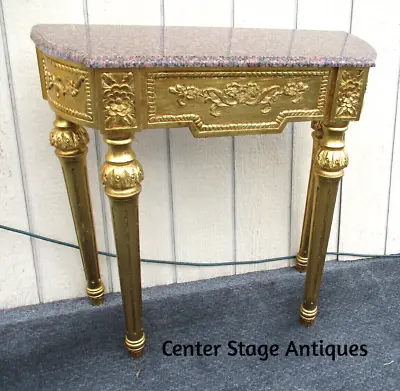 63445 Gold Decorator Marble Top Console Table Hall Stand  • $465