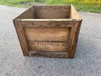 Antique Vintage Garden Cultivator Wheel Hoe Plow Wood Shipping Crate Box HUDSON • $119.99