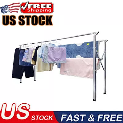 H-type Metal Clothes Drying Rack 79 In Extended Length Foldable Space Saving New • $56.74