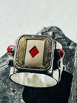 Echo Of The Dreamer- Mars And Valentine ValentineCoral Onyx￼ Card Suit Ring. • $264