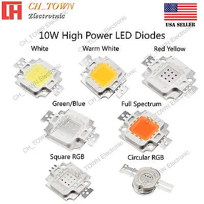 $6.99 • Buy 10W Watts High Power SMD LED Chip COB Lamp White Red Blue Green UV Lights Board
