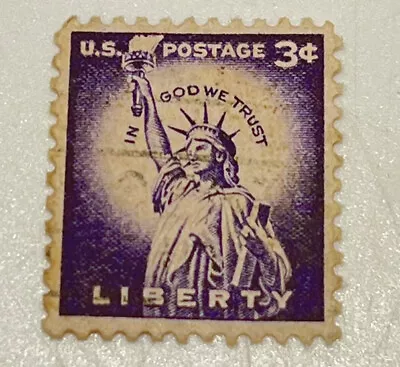 Rare 3 Cent Liberty Us Postage Stamp Purple Lady Statue Of Liberty • $25