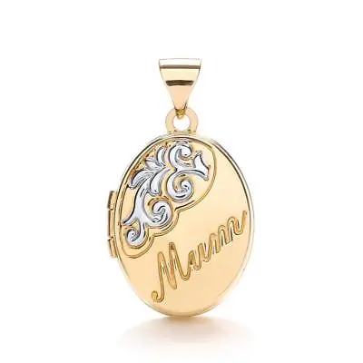 9ct Gold Oval Locket With Mum Motif • £229.52