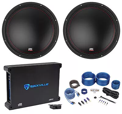 (2) MTX 3512-04 12  1000w SVC 4-ohm Car Audio Subwoofers+Mono Amplifier+Amp Kit • $304.85