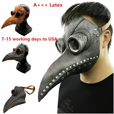 Plague Doctor Halloween Costume Bird Long Nose Beak Steampunk Latex Face Mask • $10.82