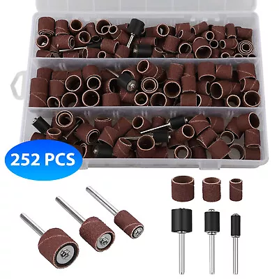 252Pcs Sanding Drum Kit Nail Drill Bits W/Box For Dremel Accessories Rotary Tool • $14.98