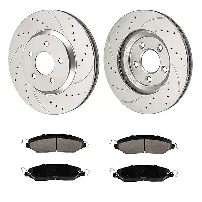 Front Drilled Rotors Brake Pads Fit For 2005 2006 2007 2008 - 2010 Ford Mustang • $137.99