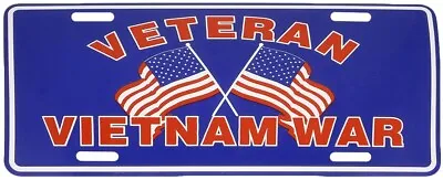 Vietnam War Veteran Crossed USA Flags Blue 6 X12  Aluminum License Plate • $8.88