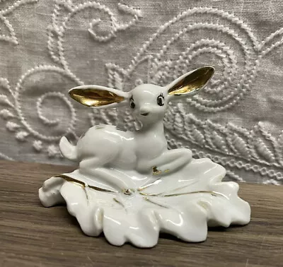 Vintage Deer Japan Figurine Figure Ring Holder Big Ears Doe Golf Kitsch Leaf • $15