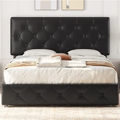  Double/King Upholstered Bed With Adjustable Headboard And 4 Drawers Storage • £179.99