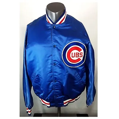 Vintage Chicago Cubs MLB Baseball (Large) Quilted Satin Jacket Art-Flo USA Made • $75