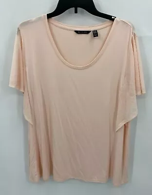 H By Halston Womens Plus 1X Top Peach Flare Sheer Sleeves • $16.21