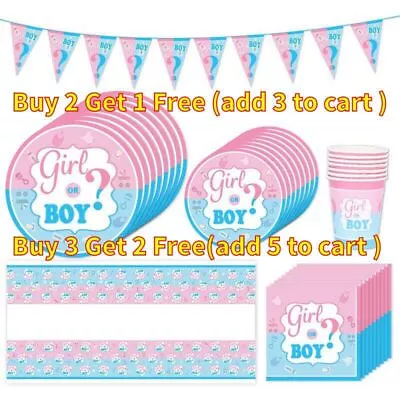 Gender Reveal Baby Shower Boys Girl Unisex Party Supplies Tableware Decorations • £4.59