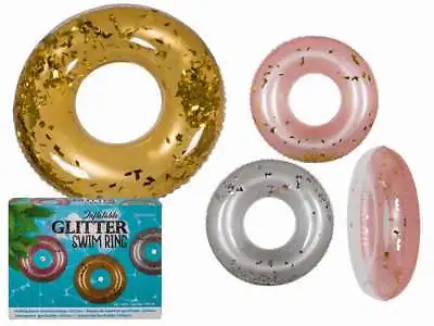 Quality Large Novelty Glitter Round Inflatable Swim Ring Pool Float Lilo • £9.95