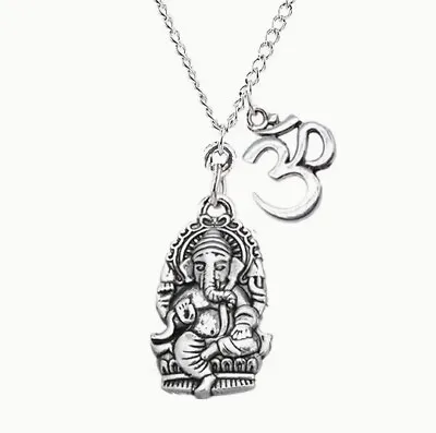New Silver Pendant Necklace Ganesha Hindu Elephant Ultimate God Of Wisdom • $9.68