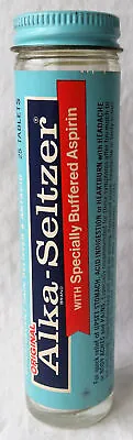 Vintage Alka Seltzer Bottle Mint Paper Label Red Specially Flag Tin Top No UPC • $11.99