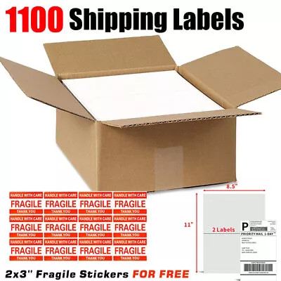 1000+100X 8.5 X 5.5   Half Sheet Self Stick Shipping Labels For Ebay Fedex USPS • $32.99