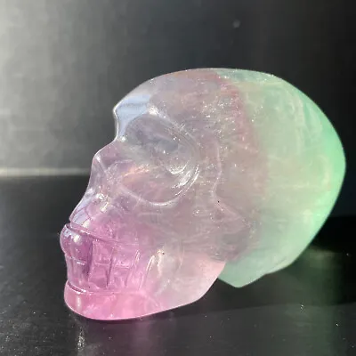 204g Natural Fluorite Skull Quartz Hand Carved Crystal Skull Healing. • $4.25