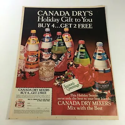 VTG Retro 1983 Canada Dry Mixers Sparkling Water Buy 4 Get 2 FREE Ad Coupon • $17.95