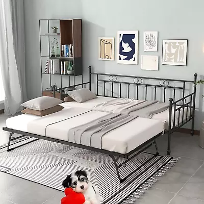 FULLJOJOR Twin Day Bed With Trundle Bed Twin Metal Daybed With Trundle Daybed  • $253.78