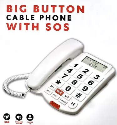 Little Bell LD-265CID BIG BUTTON Landline Phone LCD Display With SOS - WHITE • £37.63