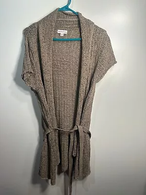 Merona Womens Short Sleeve Open Front Cardigan Sweater Size Large With Belt • $20