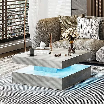 $159.99 • Buy Gray LED Coffee Table With Light Sofa Center Cocktail Table Living Room Modern