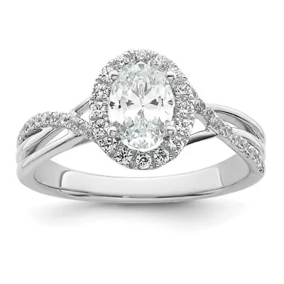 $3007.10 • Buy 14K White Gold Lab Grown Diamond Complete Oval Halo Eng Ring For Womens