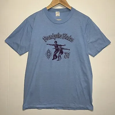 Vintage 80s 1981 Brandywine Blades Delaware Skating Single Stitch T-shirt Sz L • $11.99