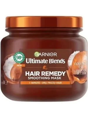 GARNIER Ultimate Blends Hair Remedy Smoothing Mask Dry Frizzy NEW Coconut VEGAN • £9.99