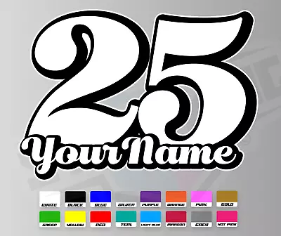 3 X Retro 70s Custom Numbers & Name - Vinyl Stickers/Decals Race Motorbike Track • £10.50