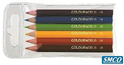Mini Colouring Pencils COLOURWORLD Half Size PARTY BAG STOCKING FILLER  Pack 6 • £6.37