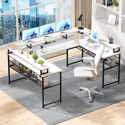 Homieasy 83  U Shaped DeskL Shaped Computer Desk With LED Lights And Outlets    • $259.99