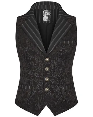 Punk Rave Mens Steampunk Waistcoat Vest Brown Jacquard Gothic Victorian Vintage • $49.22