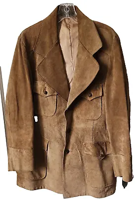 Vintage Suede Leisure Jacket Leather Blazer Sport Coat Disco Vtg 60s 70s Mens 40 • $75
