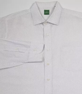 $45 • Buy Sid Mashburn White W/ Blue Polka Dot Cotton-Linen Button-Up Dress Shirt~ Large