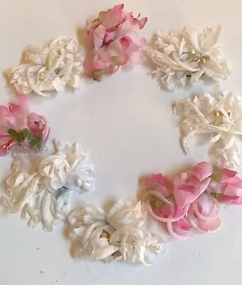 Lot/8 VINTAGE Millinery Flowers~ Beautiful Layered Flower Blossoms ~ Chiffon • $15