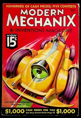 Modern Mechanix Magazine April 1936 Harley Davidson Ad Electric Eye Automobile • $8.95