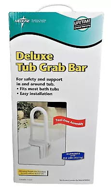 Medline Deluxe Tub Grab Bar Safety Support 250lbs Tool Free Assembly NIB • $23.69